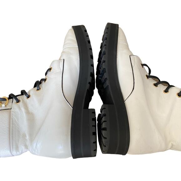 Stuart Weitzman Lexy Round Toe Leather Lace Up Moto Combat Ankle Boots size 8 - Picture 12 of 15